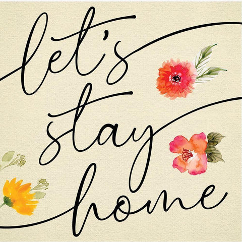 Lets Stay Home Black Modern Wood Framed Art Print by ND Art