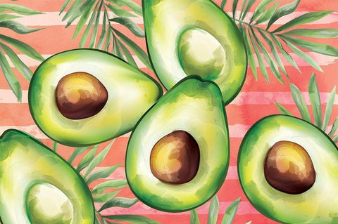 Avocado I White Modern Wood Framed Art Print with Double Matting by ND Art