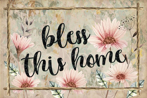 Bless This Home White Modern Wood Framed Art Print with Double Matting by ND Art