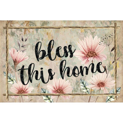 Bless This Home Black Modern Wood Framed Art Print with Double Matting by ND Art