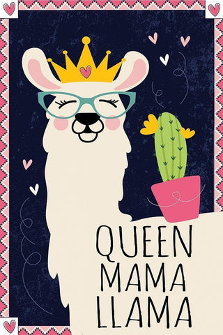 Queen Mama Llama White Modern Wood Framed Art Print with Double Matting by ND Art