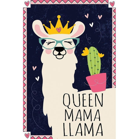 Queen Mama Llama White Modern Wood Framed Art Print by ND Art