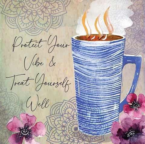 Protect Your Vibe Black Ornate Wood Framed Art Print with Double Matting by ND Art