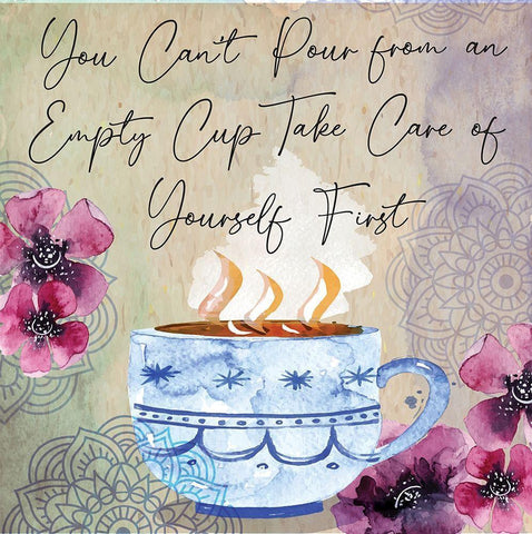 Take Care of Yourself White Modern Wood Framed Art Print with Double Matting by ND Art