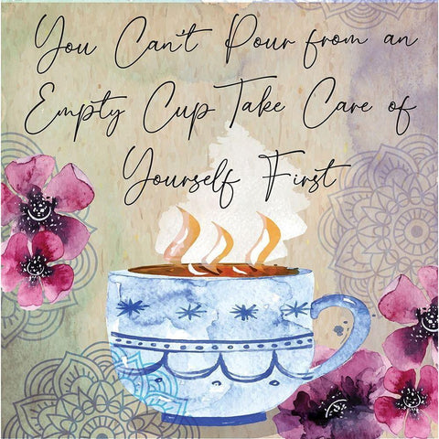 Take Care of Yourself Black Modern Wood Framed Art Print by ND Art