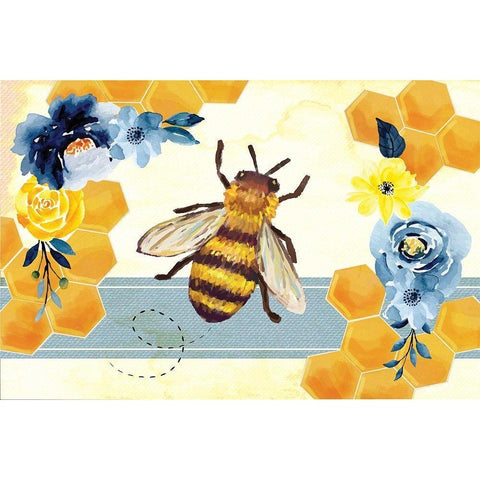 Bee Black Modern Wood Framed Art Print with Double Matting by ND Art