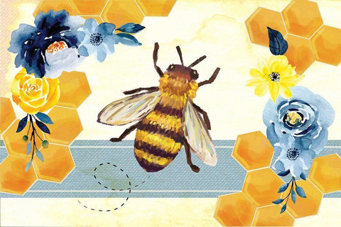 Bee White Modern Wood Framed Art Print with Double Matting by ND Art