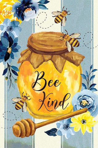 Bee Kind White Modern Wood Framed Art Print with Double Matting by ND Art