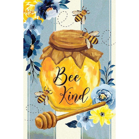 Bee Kind Black Modern Wood Framed Art Print by ND Art