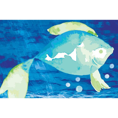 Fish Black Modern Wood Framed Art Print with Double Matting by ND Art