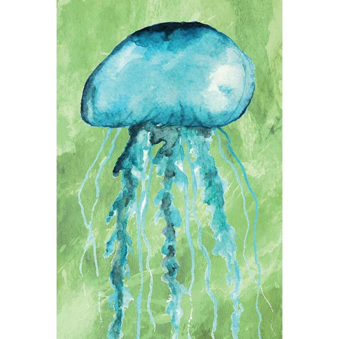 Jelly Fish White Modern Wood Framed Art Print by ND Art
