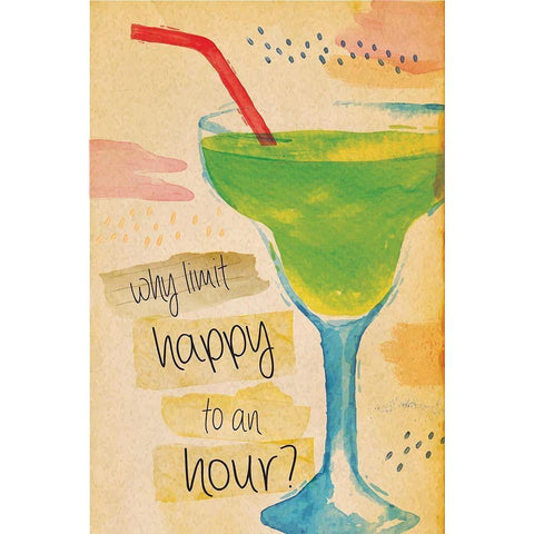 Happy Hour White Modern Wood Framed Art Print by ND Art