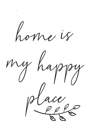 Home is My Happy Place Black Ornate Wood Framed Art Print with Double Matting by ND Art