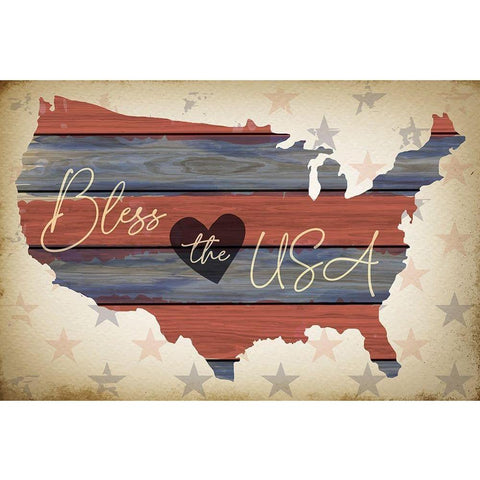 Bless the USA Black Modern Wood Framed Art Print with Double Matting by ND Art