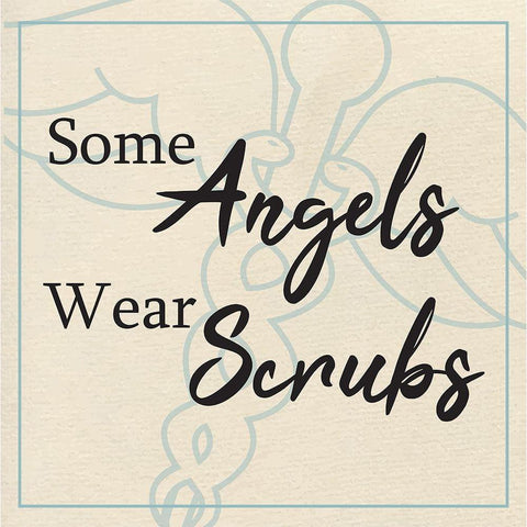 Angels Wear Scrubs White Modern Wood Framed Art Print by ND Art