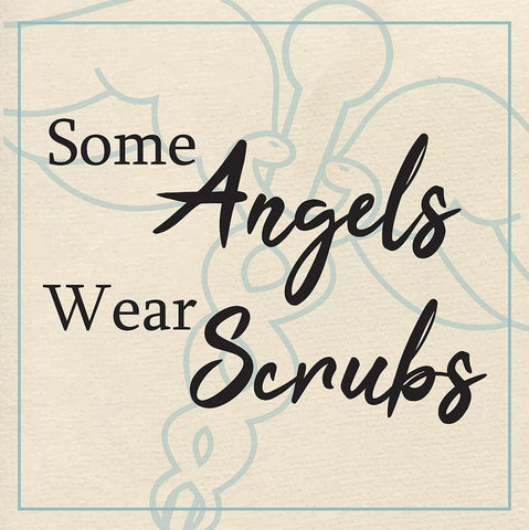 Angels Wear Scrubs Black Ornate Wood Framed Art Print with Double Matting by ND Art