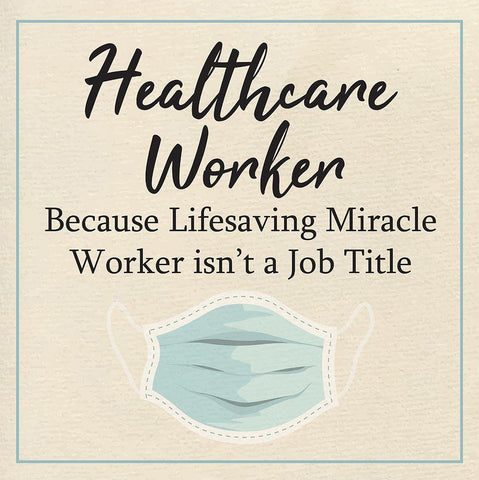 Healthcare Worker White Modern Wood Framed Art Print with Double Matting by ND Art