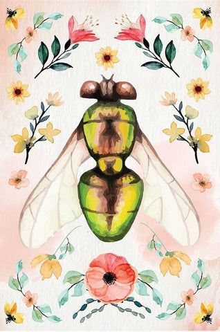 Insects I White Modern Wood Framed Art Print with Double Matting by ND Art