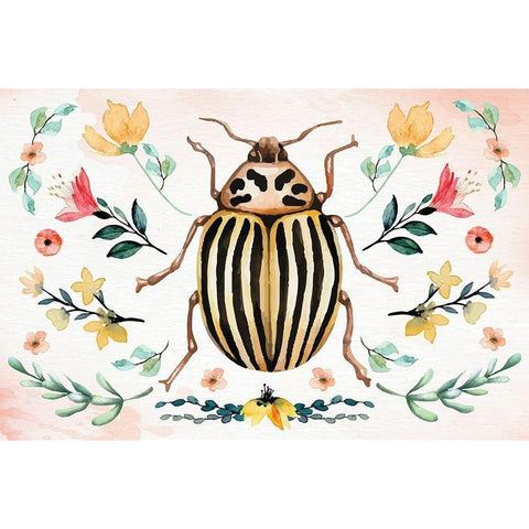 Insects II Black Modern Wood Framed Art Print with Double Matting by ND Art