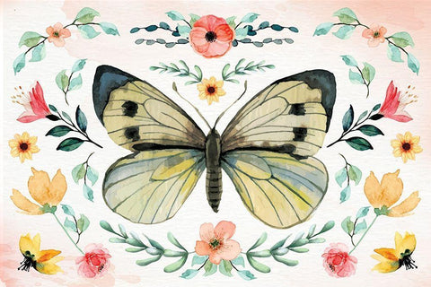 Insects III Black Ornate Wood Framed Art Print with Double Matting by ND Art