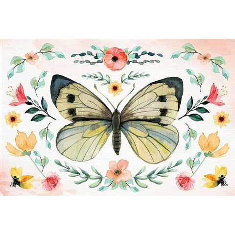 Insects III White Modern Wood Framed Art Print by ND Art