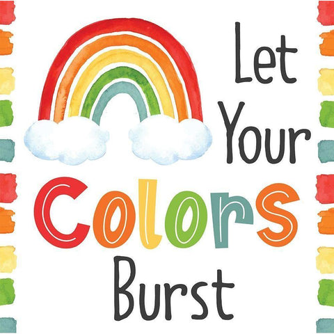 Let Your Colors Burst White Modern Wood Framed Art Print by ND Art