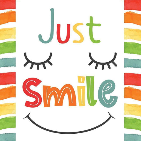 Just Smile White Modern Wood Framed Art Print by ND Art