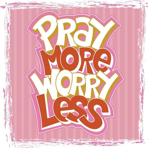 Pray More, Worry Less Black Ornate Wood Framed Art Print with Double Matting by ND Art