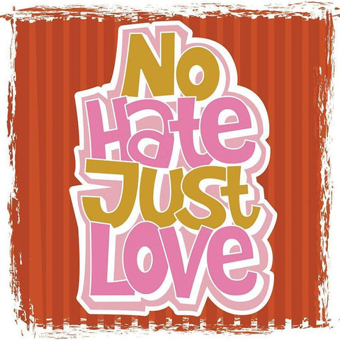 No Hate, Just Love Black Modern Wood Framed Art Print by ND Art
