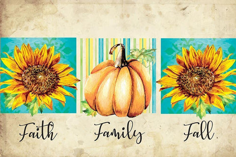 Faith, Family, Fall White Modern Wood Framed Art Print with Double Matting by ND Art