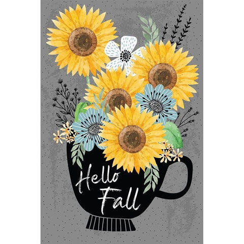 Hello Fall Black Modern Wood Framed Art Print with Double Matting by ND Art
