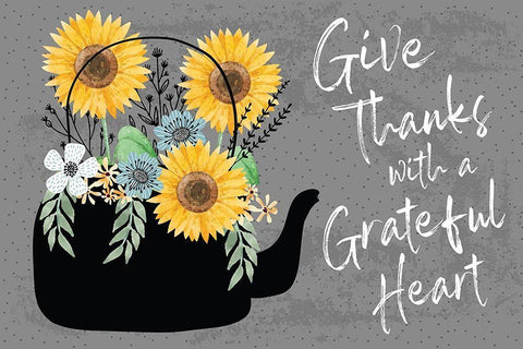 Grateful Heart Black Ornate Wood Framed Art Print with Double Matting by ND Art