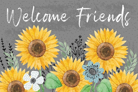 Welcome Friends White Modern Wood Framed Art Print with Double Matting by ND Art