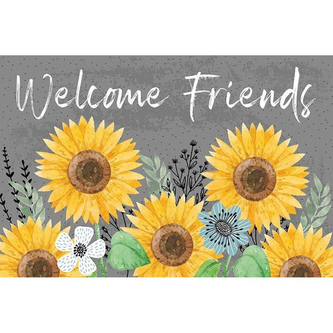 Welcome Friends White Modern Wood Framed Art Print by ND Art