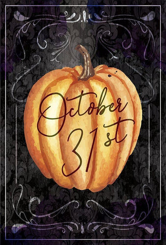 Halloween Pumpkin White Modern Wood Framed Art Print with Double Matting by ND Art