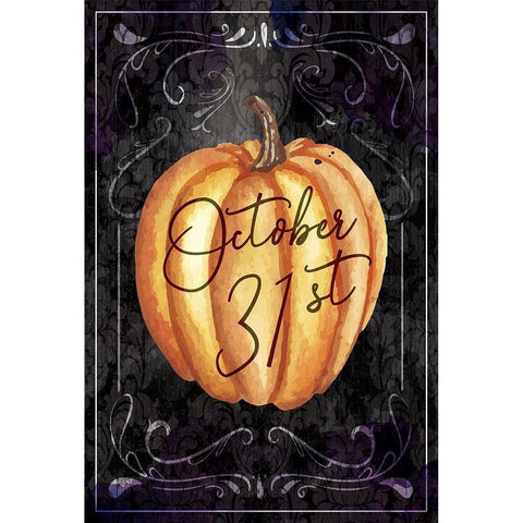 Halloween Pumpkin Black Modern Wood Framed Art Print by ND Art