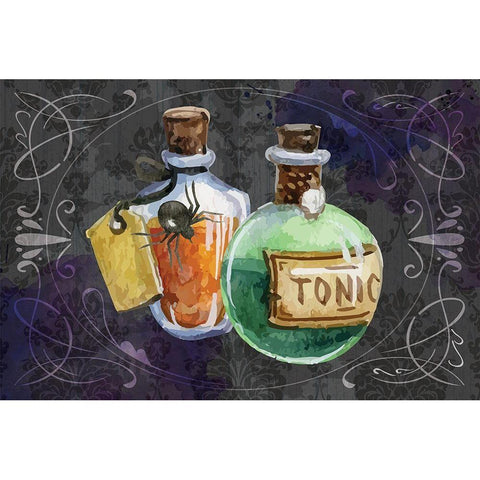 Potions Black Modern Wood Framed Art Print with Double Matting by ND Art
