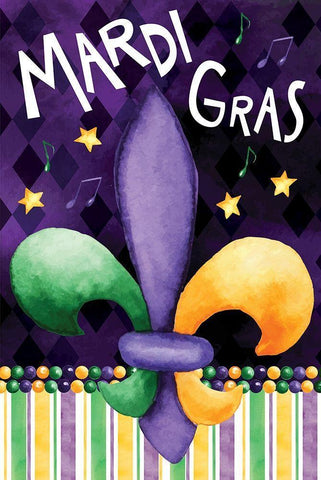 Mardi Gras White Modern Wood Framed Art Print with Double Matting by ND Art