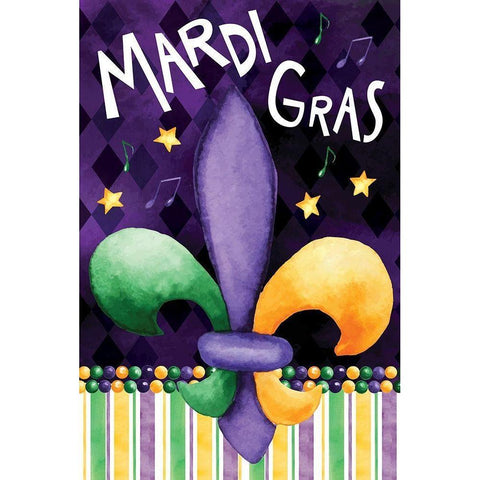 Mardi Gras Black Modern Wood Framed Art Print with Double Matting by ND Art