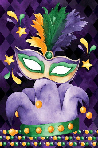 Mardi Gras II White Modern Wood Framed Art Print with Double Matting by ND Art