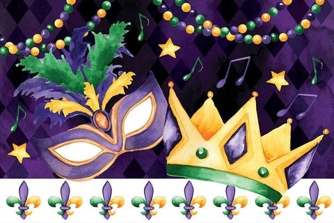 Mardi Gras III Black Ornate Wood Framed Art Print with Double Matting by ND Art