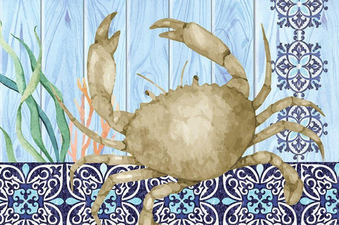 Crab White Modern Wood Framed Art Print with Double Matting by ND Art