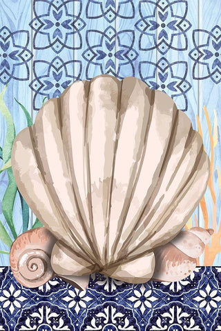 Shell White Modern Wood Framed Art Print with Double Matting by ND Art