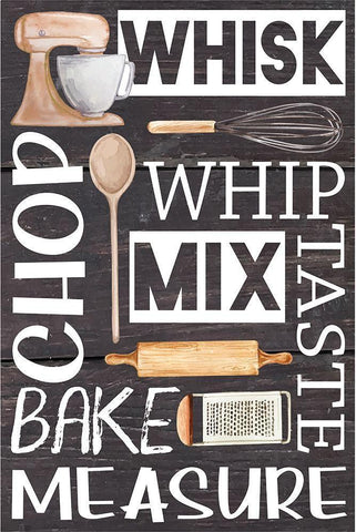 Kitchen Words White Modern Wood Framed Art Print with Double Matting by ND Art