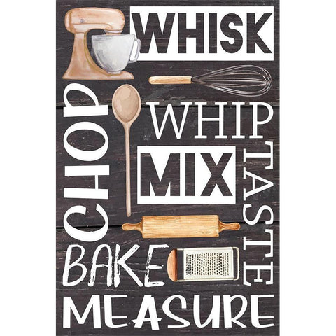 Kitchen Words White Modern Wood Framed Art Print by ND Art