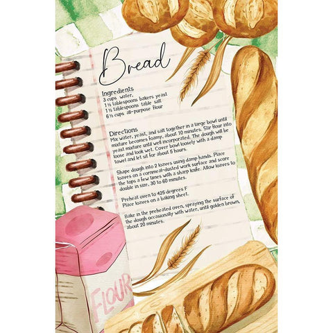 Bread Recipe White Modern Wood Framed Art Print by ND Art