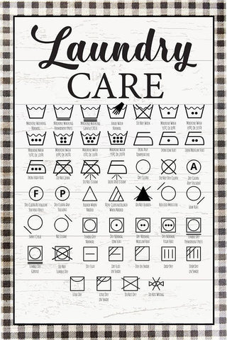 Laundry Instructions Black Ornate Wood Framed Art Print with Double Matting by ND Art