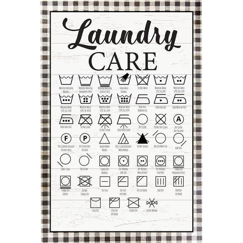 Laundry Instructions White Modern Wood Framed Art Print by ND Art