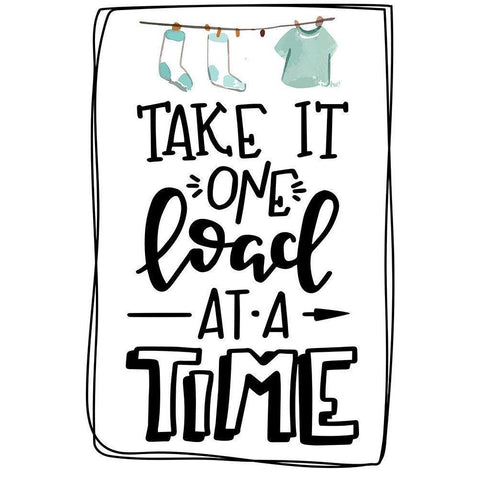 One Load at a Time Black Modern Wood Framed Art Print by ND Art