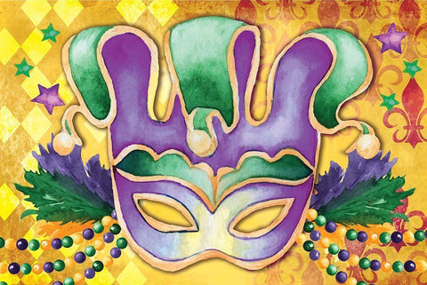 Mardi Gras IV White Modern Wood Framed Art Print with Double Matting by ND Art
